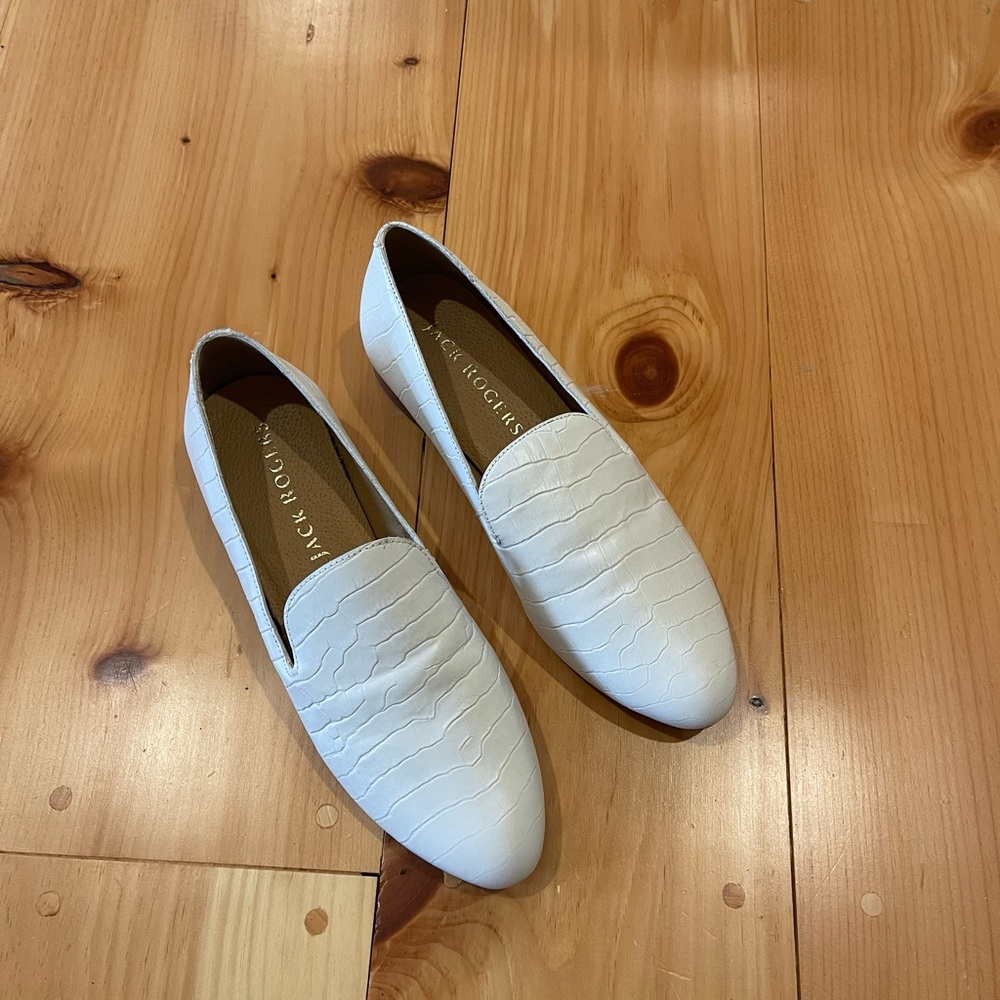 Jack Rogers Cream Textured Loafers